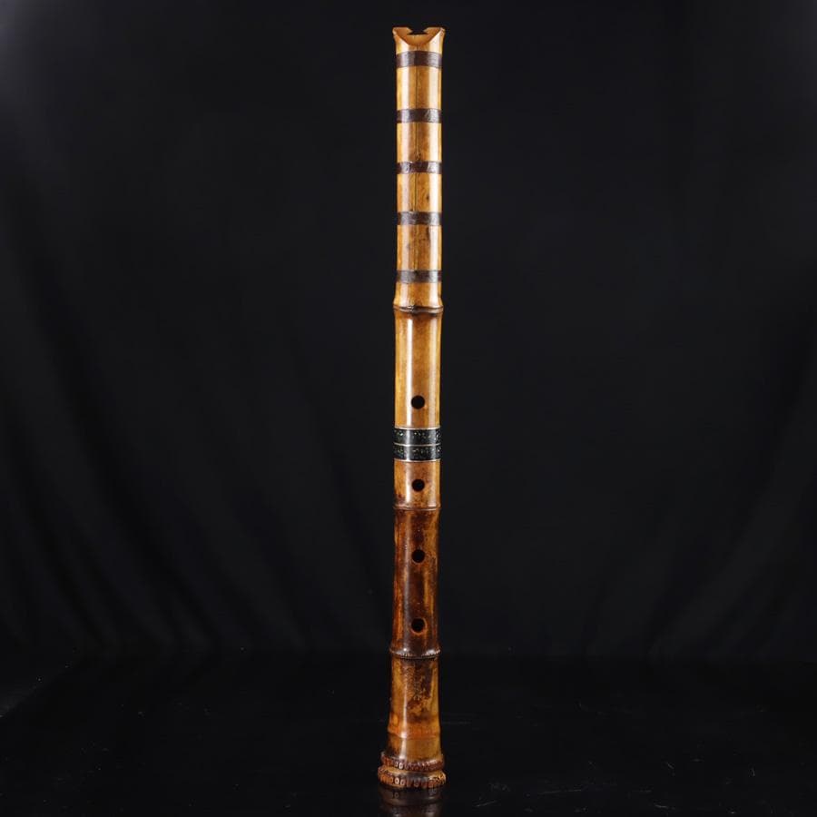 Y3273-5 琴古流 尺八 隆風銘 銀三線 螺鈿細工 全長61.5㎝ 竹製 琴古流 尺八（在銘 竹治、龍川、康亘）三本 | 新栄堂