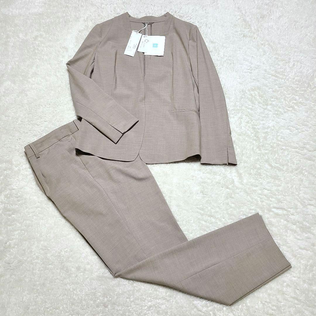 【新品未使用】タグ付　デレガント　スーツ　セットアップ　ノーカラー　洗濯可　40