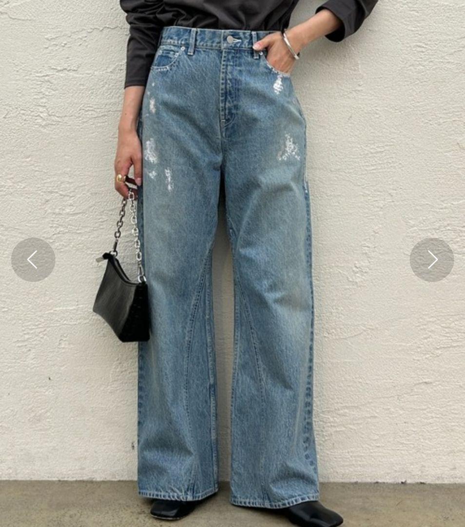 ✨未使用✨LOUNGEDRESS アイノデ　箔ワイドフレア　デニムパンツ　M