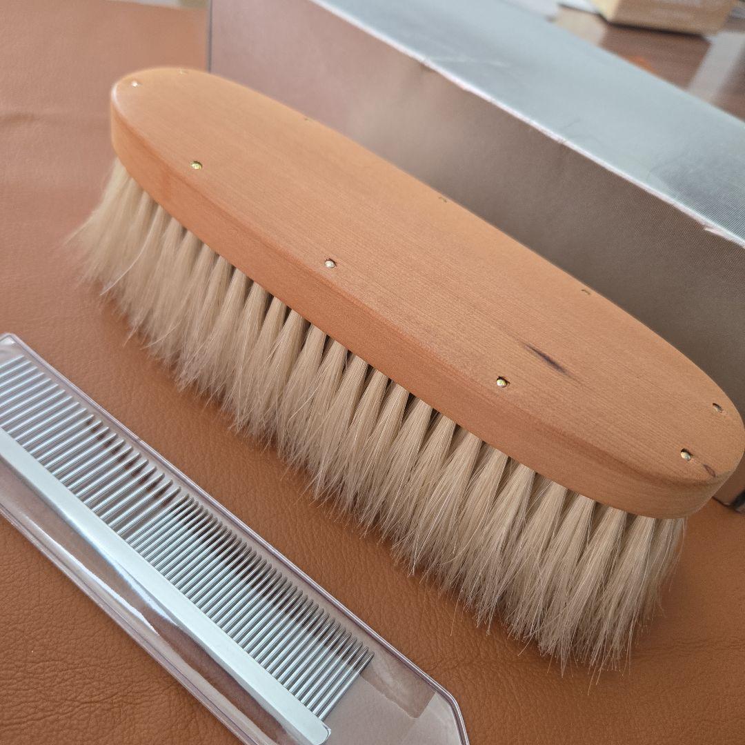 ブラシの平野　手植え水雷型　クシ付き　馬尾毛100%　美品　送料込み