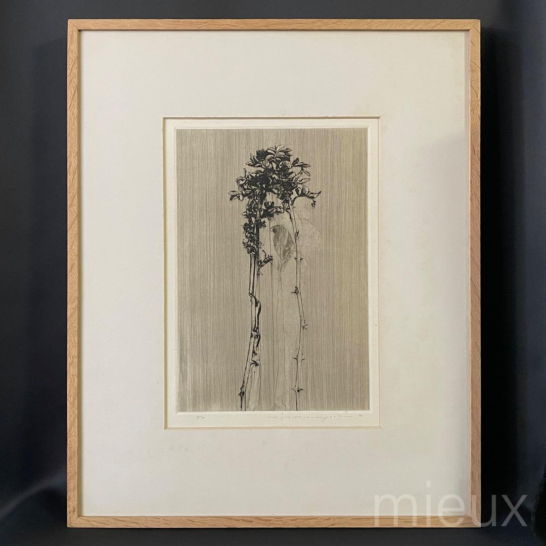 中林忠良「Position'81＜野 l＞」エッチング 額付 サイン入り 中古