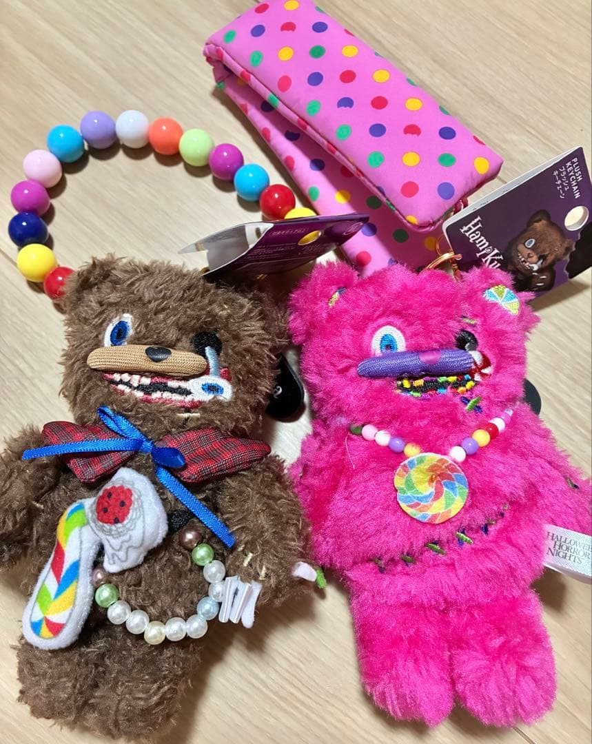 ハミクマ　ストラップ付きマスコットキーチェーン　2体セット