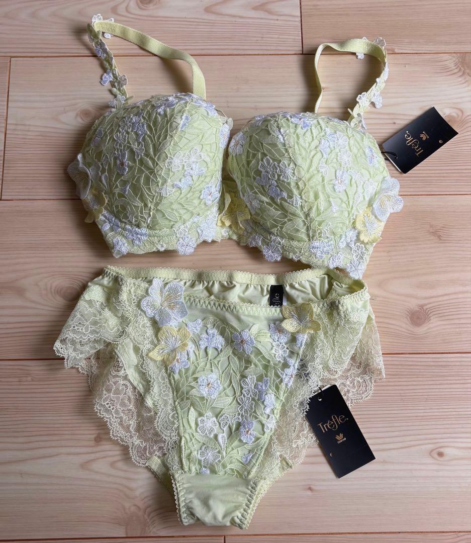 【新品未使用】 Trefle トレフル ブラジャーショーツ セット F70/L パリーゼ 3wayダブルストラップ ブラセット ABCDEF サイドリボン 背中
