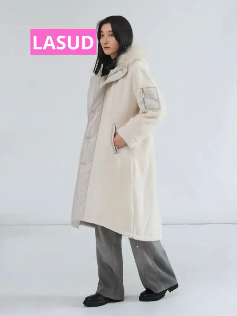 LASUD ボアコートアイボリー　未使用品　サイズ9号　定価34000円タグ無し