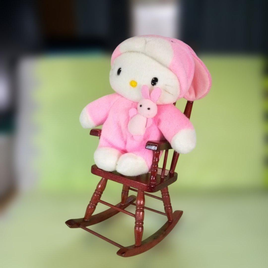 木製ロッキングチェア ミニチュア 茶色 レトロ？ ドールチェア 人形用