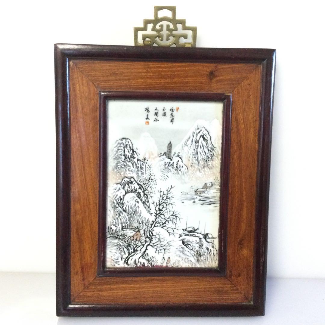中国陶板 雪景色山水図 唐木額 T893 - メルカリ