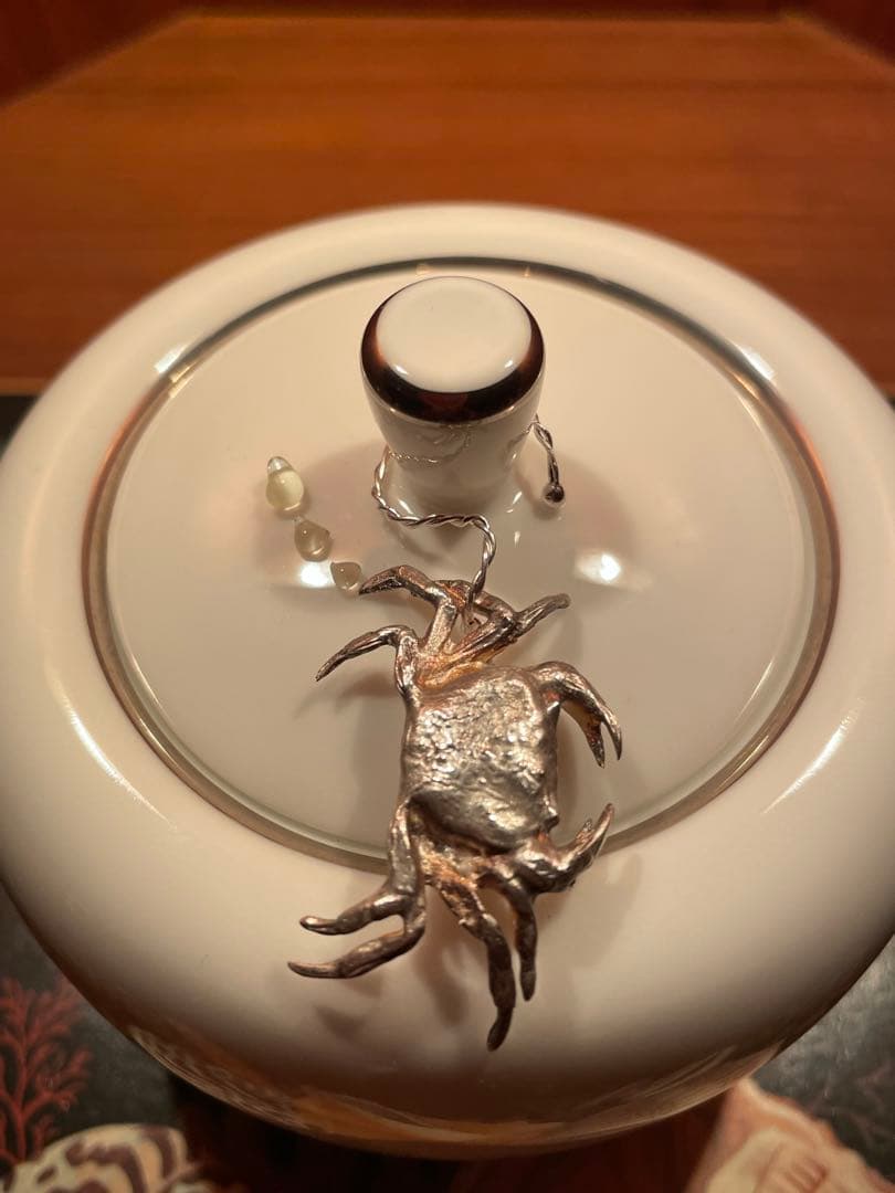 ティファニー ヴィンテージ ケース ポット シルバー グラス 蟹 銀 工芸品