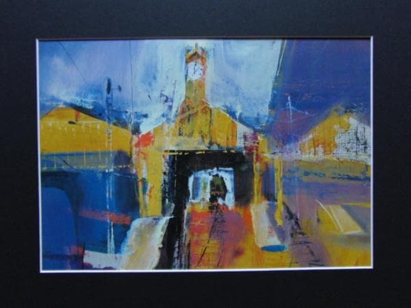 島田 章三、パリの駅、希少大判画集より、高級額装付