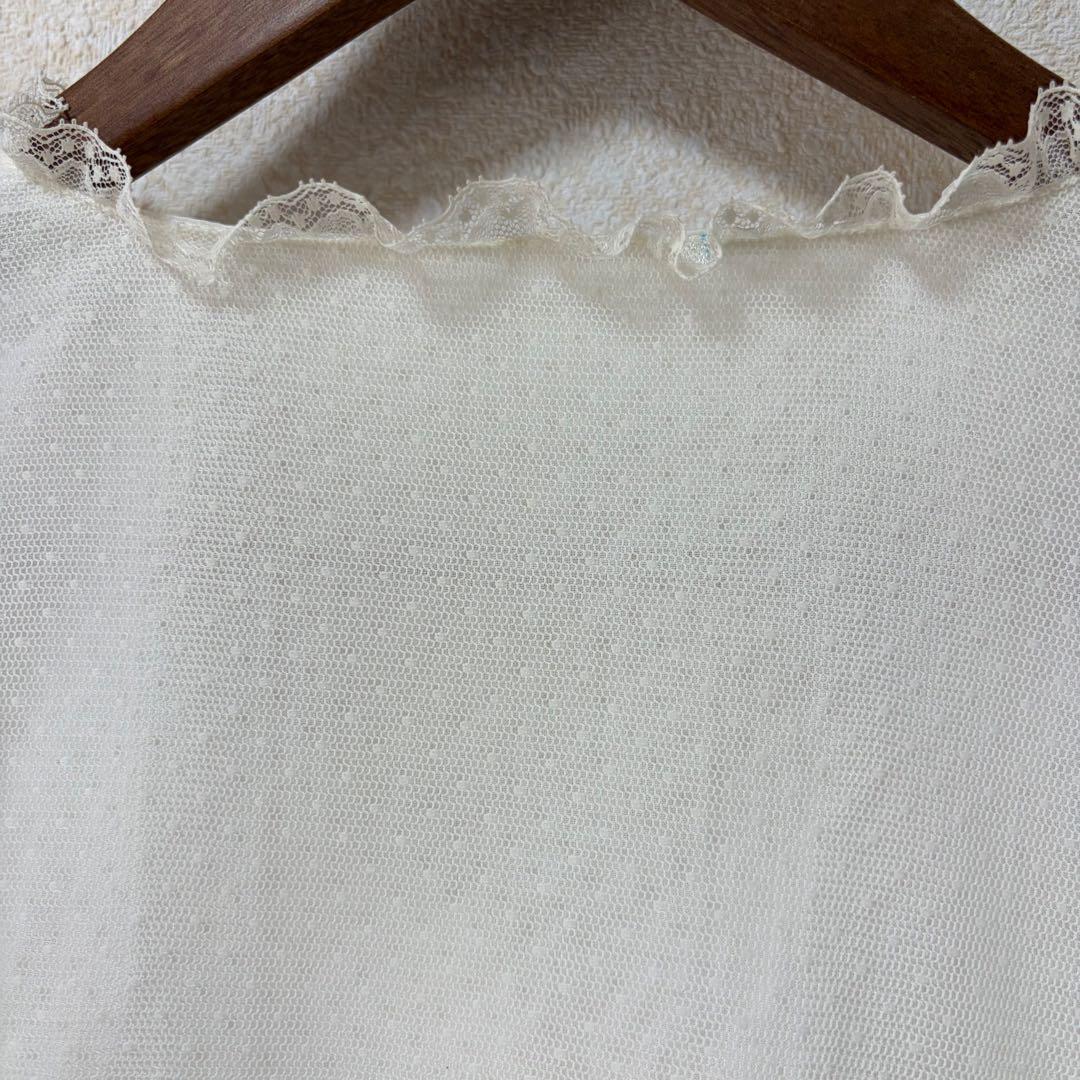 ルイスキャロル　希少　日本製　ドットチュール重ね　ローンフリルブラウスL15