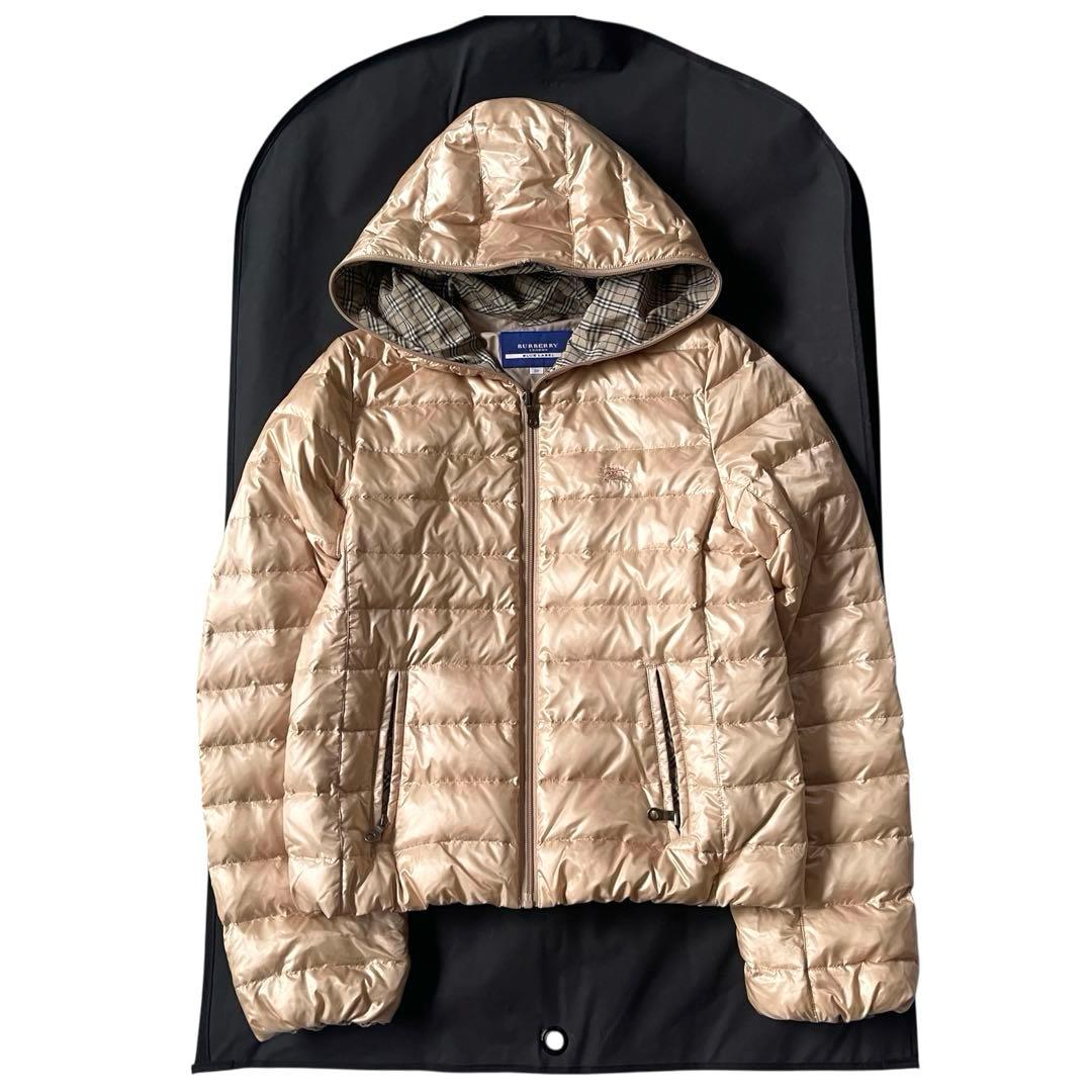 ほぼ未使用 バーバリーブルーレーベル ダウンジャケット ノバチェック 38 軽量
