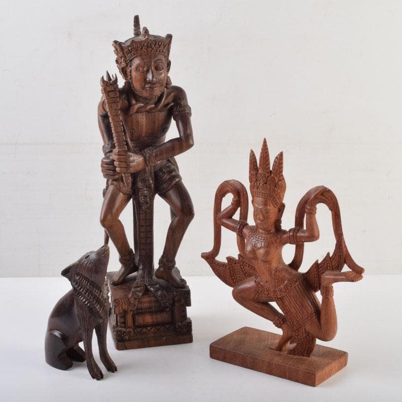 バリ島　インドネシア　木彫　置物　3点まとめて　N　9011A 楽天市場】バリ島木彫り人形（エスニック アジアン 雑貨 アジアン雑貨