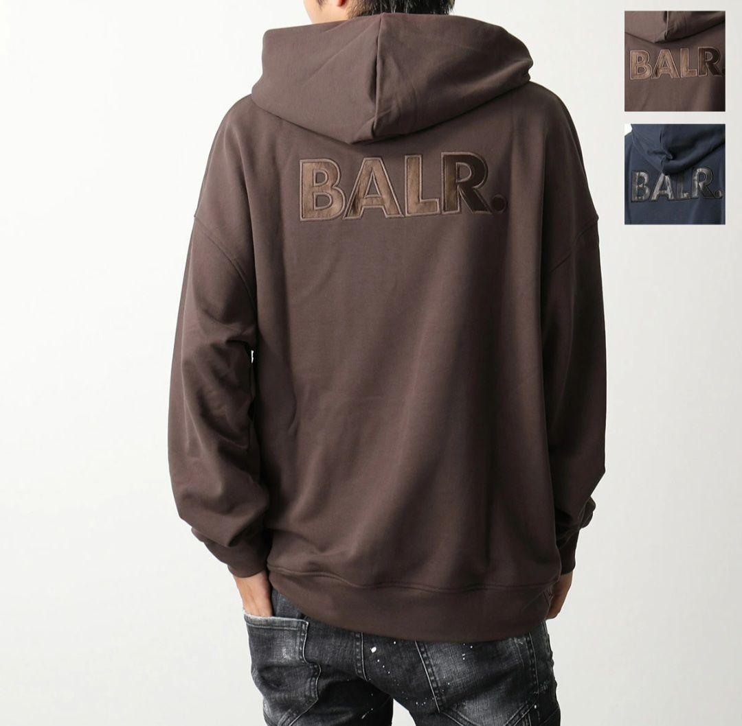 BALR.　joey box satin hoodie　ブラウン　Mサイズ