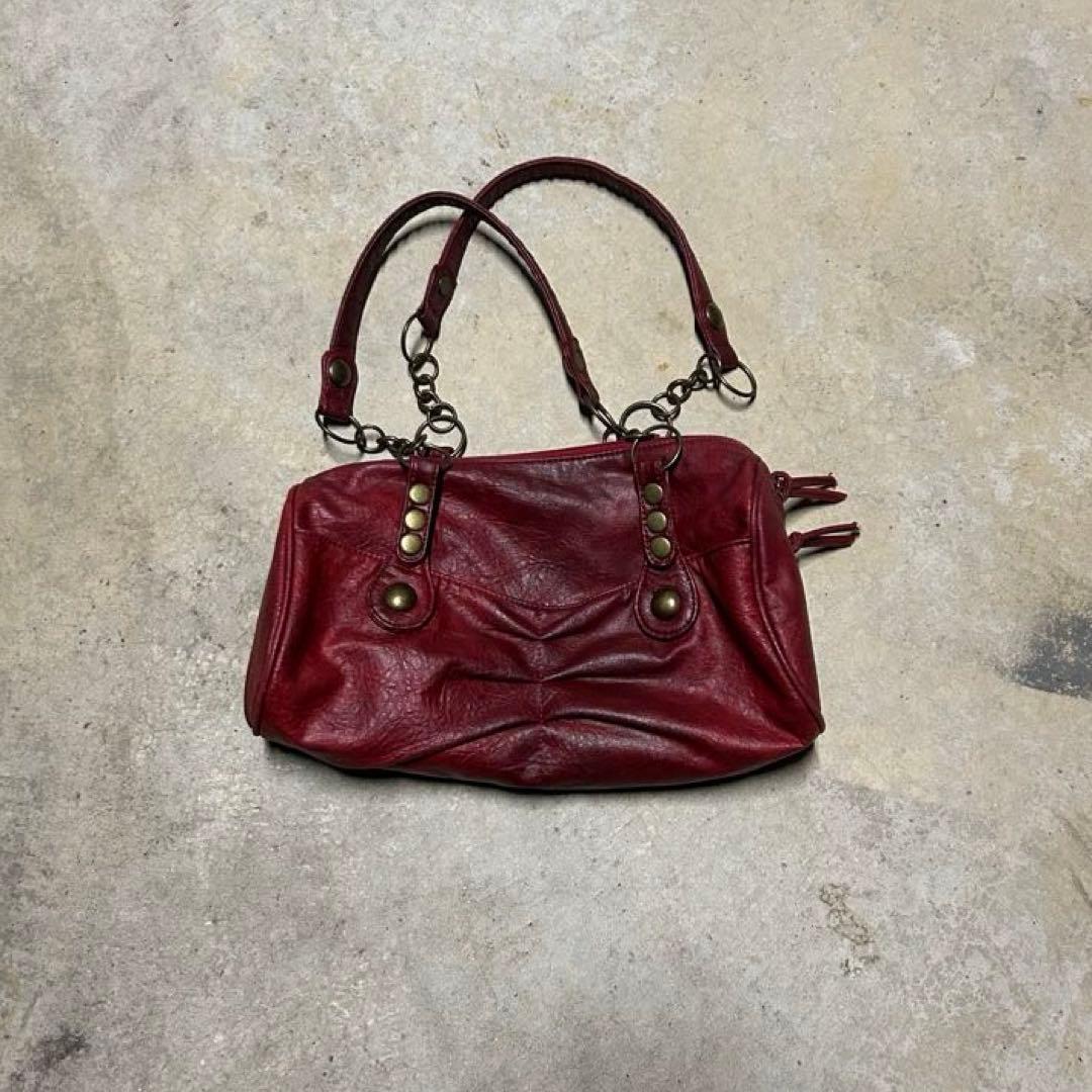 00s vintage ハンドバッグ　レザー　スタッズ　モード　y2k 平成