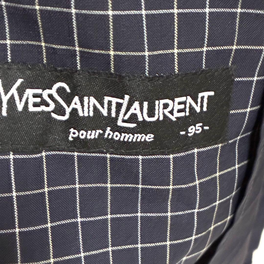 美品☆YSLイブサンローラン刺繍ロゴドリズラージャケットスウィング