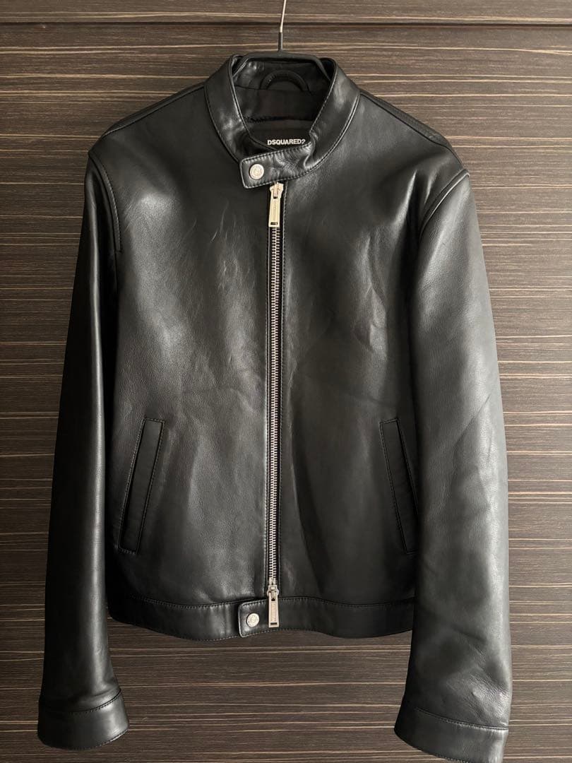 タケサン専用ディースクエアード2 シングルライダースジャケット ブラック