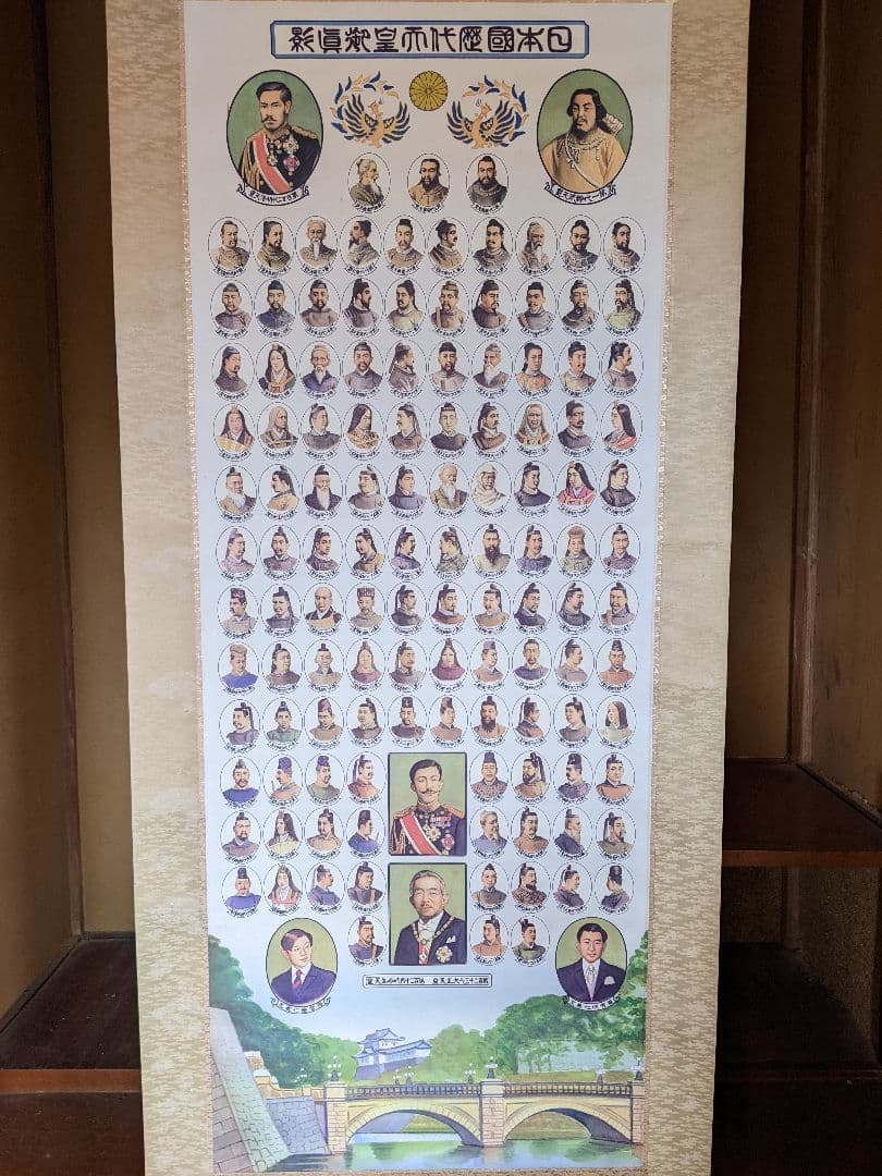 複製/日本国歴代天皇御真影図/歴代天皇/天皇家祖/工芸/掛軸/送料無料