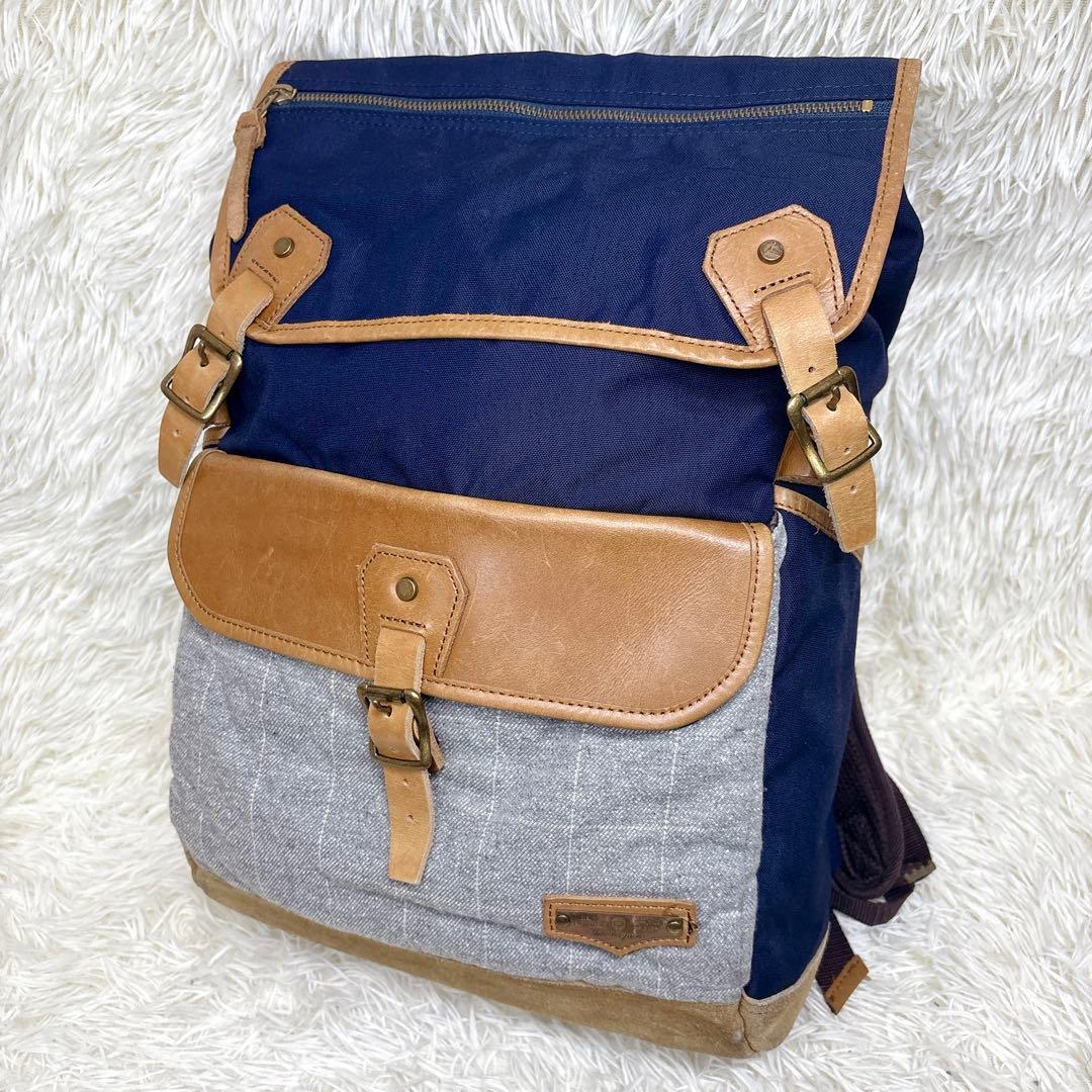 master-piece リュック キャンバス レザー ネイビー 日本製 - メルカリ