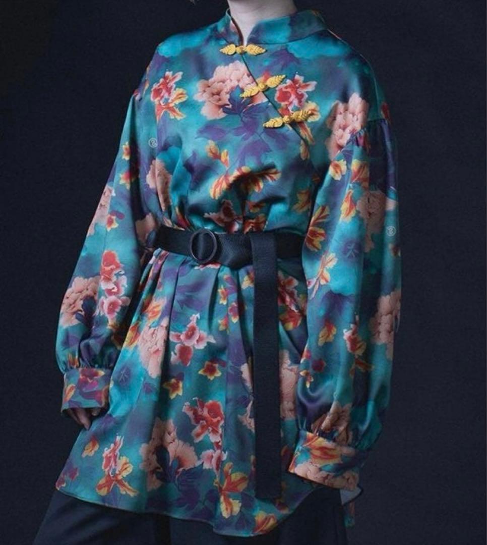 &ellecy ボタンチャイナ ブラウス ブラウス 七分袖 レディース 中華 綿混 チャイナボタン チャイナカラー