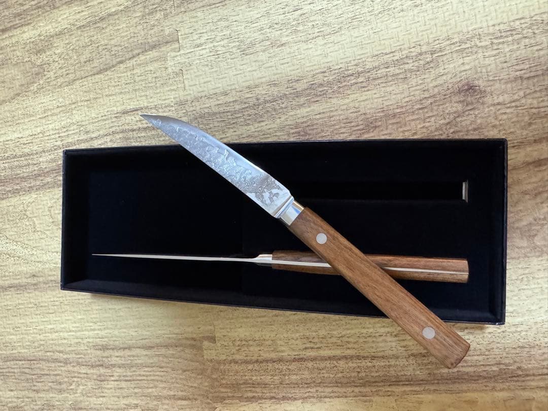 高村作　鍛造粉末不錆鋼ダマスカス打雲　ステーキナイフ