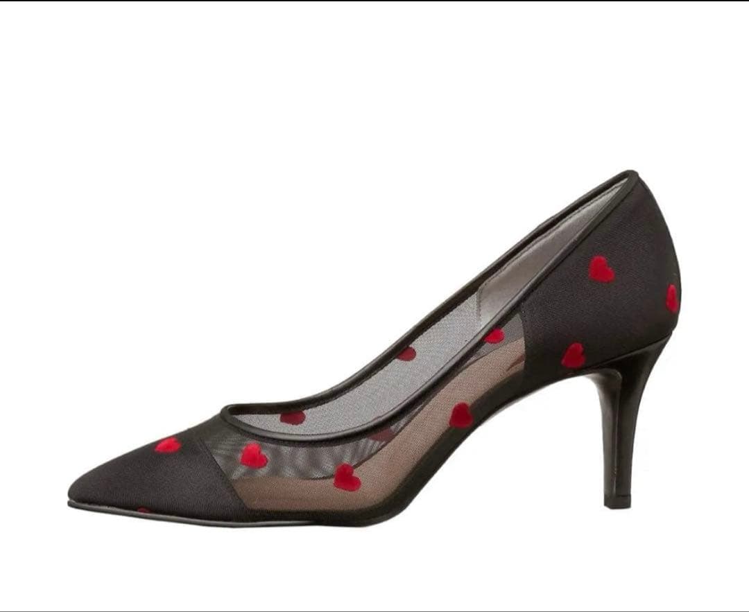 【極美品✨】ダイアナ　クロアカハートフロッキー　パンプス　ハイヒール 黒