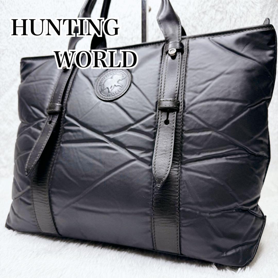 ハンティングワールド バチュー ナイロン レザー トートバック A4 ブラック