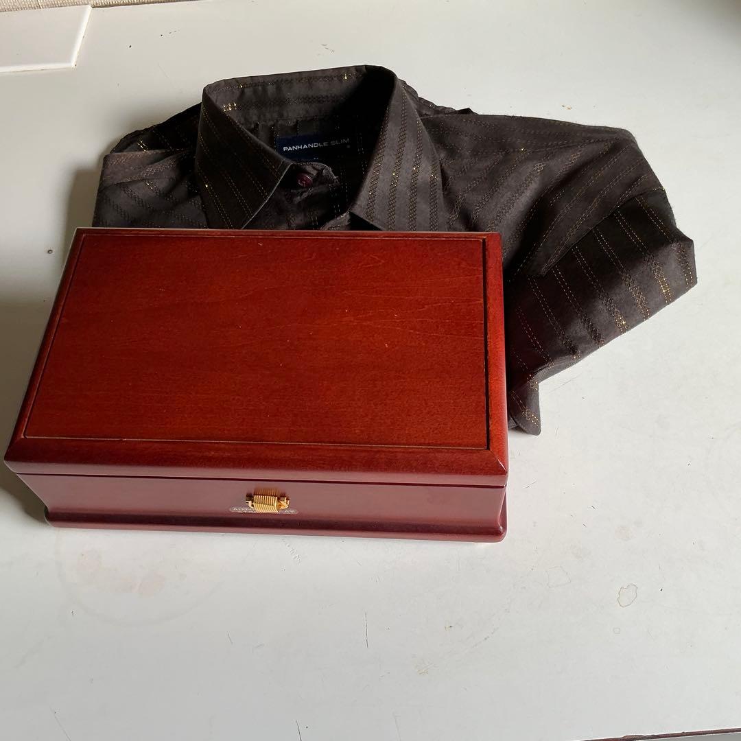 木製小物入れ ダークブラウン 約30cm x 20cm x 10cm