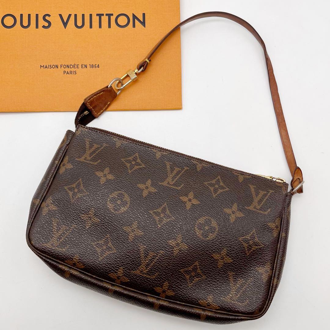 ルイヴィトン　モノグラム アクセソワール　ポーチ　ヌメ革　ハンドバッグ