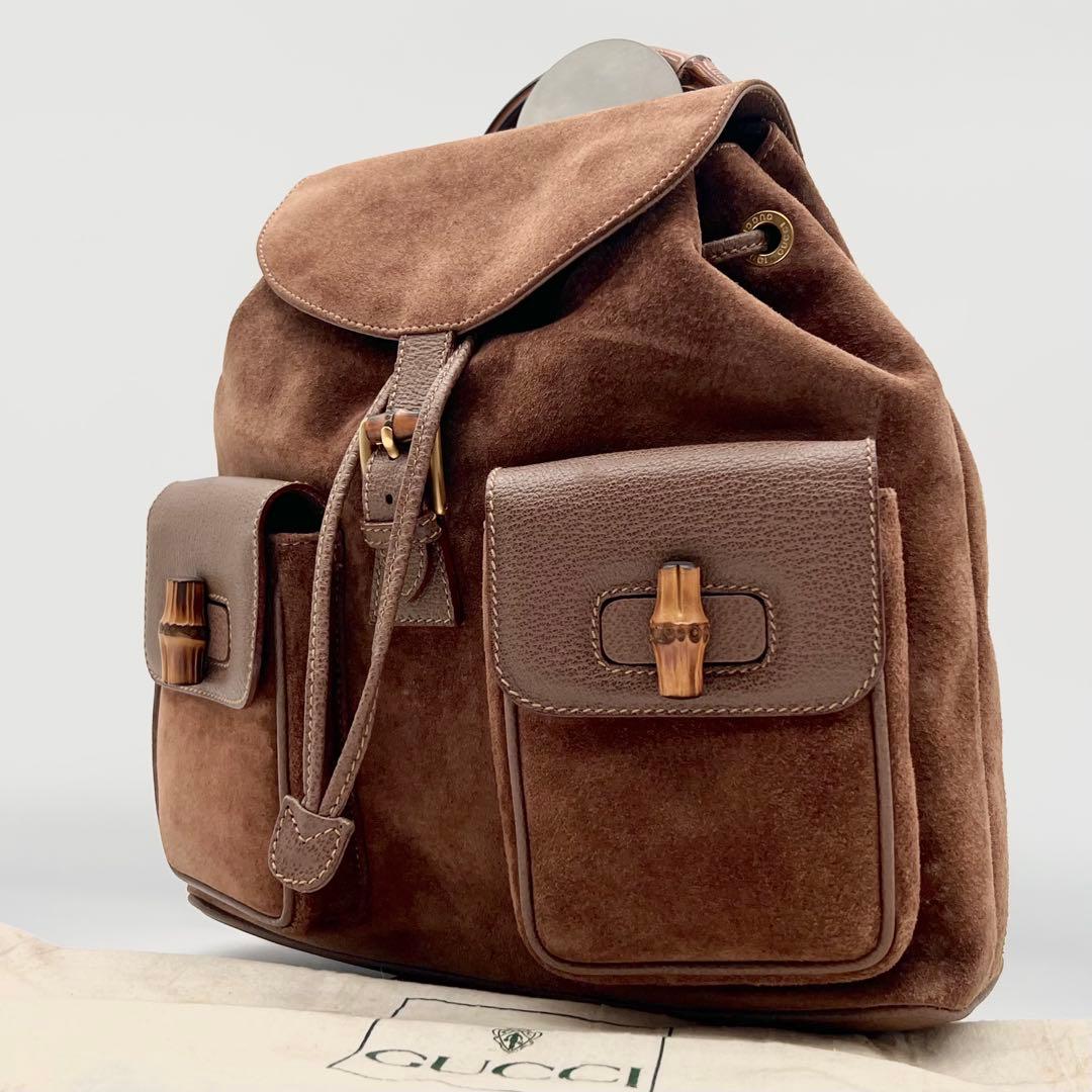 GUCCI グッチ スエード バンブー リュック バックパック ブラウン
