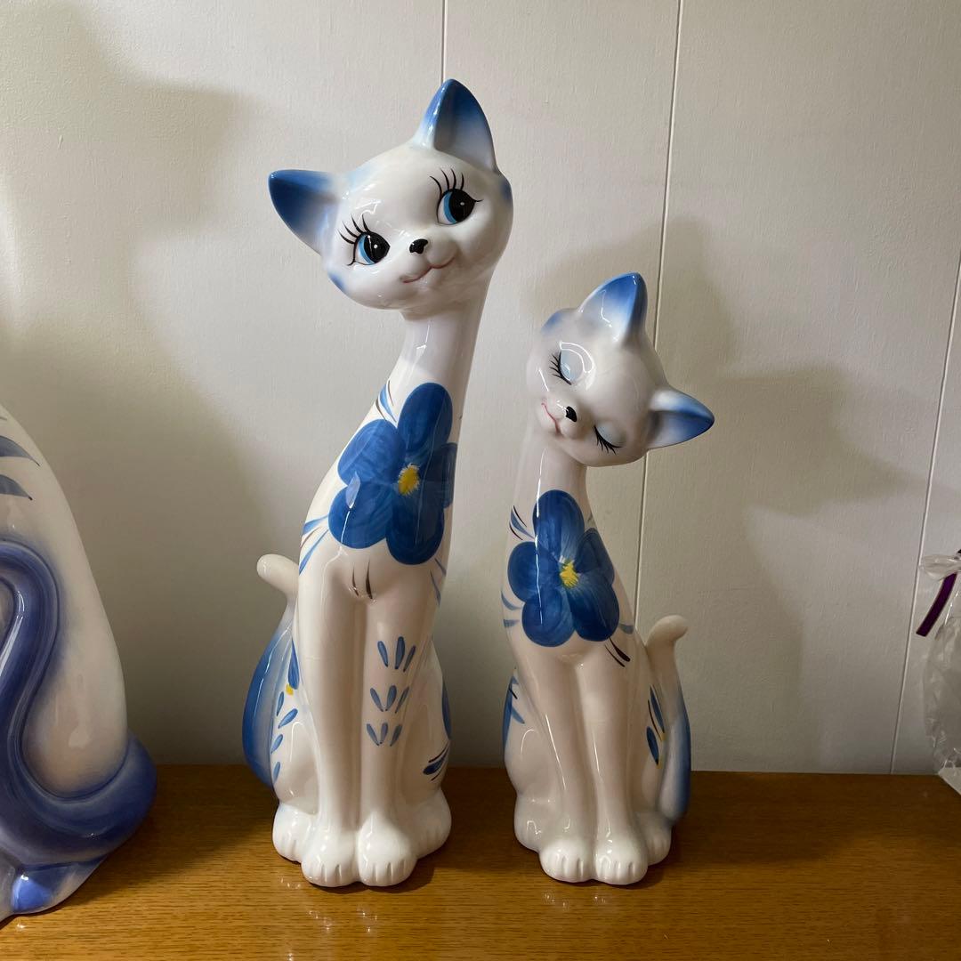 猫の置物 陶器 大小4個セット 昭和レトロ - メルカリ