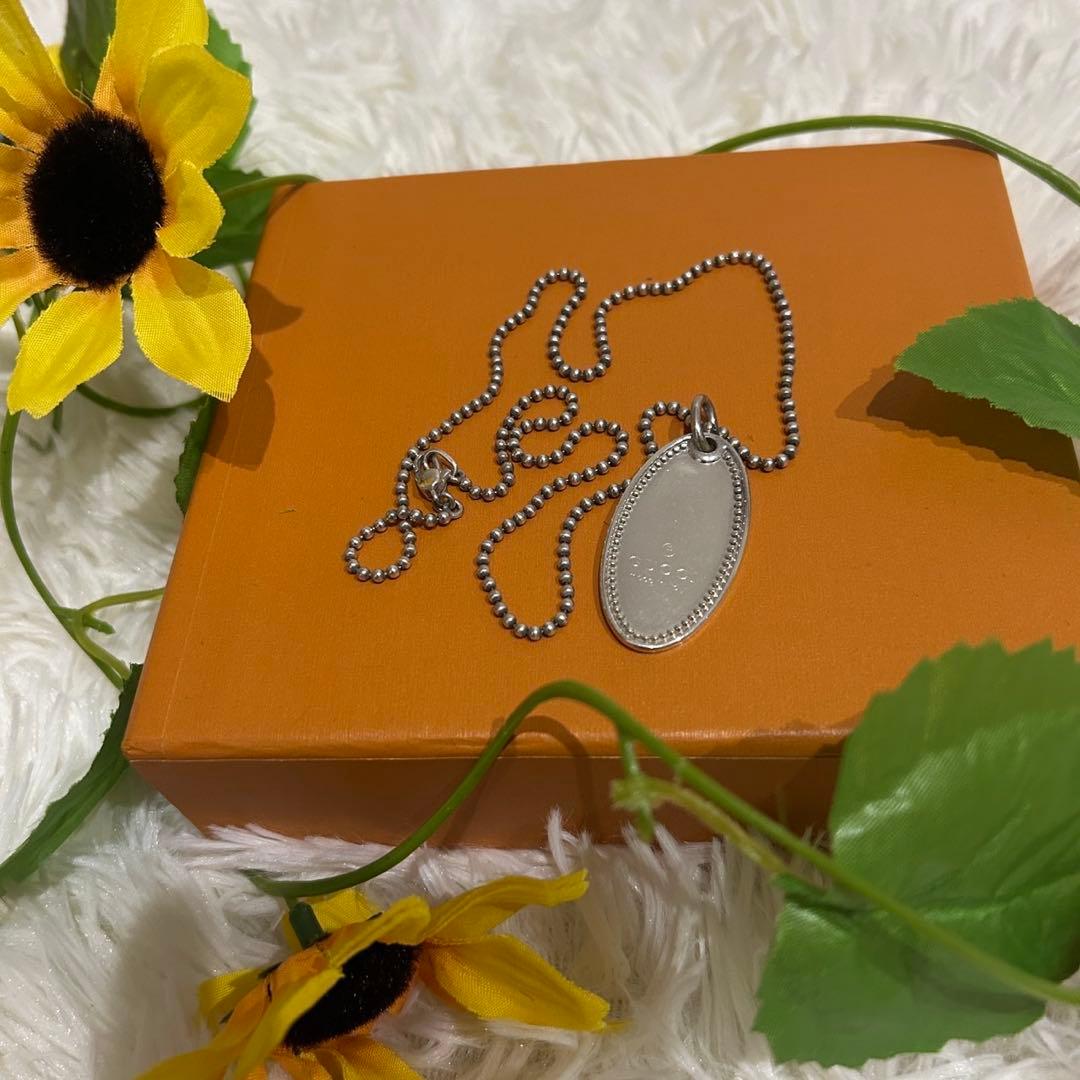 GUCCI グッチ シルバー オーバル ペンダント ネックレス