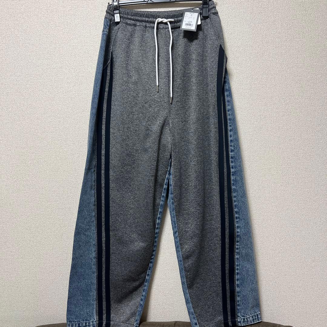 新品 WONEM スウェットブロッキングラインデニムパンツ - メルカリ