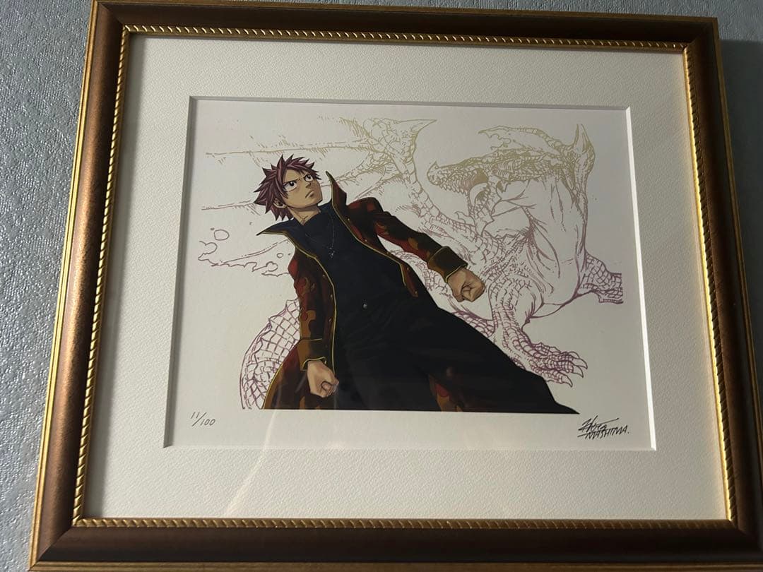 FAIRY TAIL ナツ　版画 キャンバスボード・キャンバスアート ナツ・ドラグニル＆イグニール F6