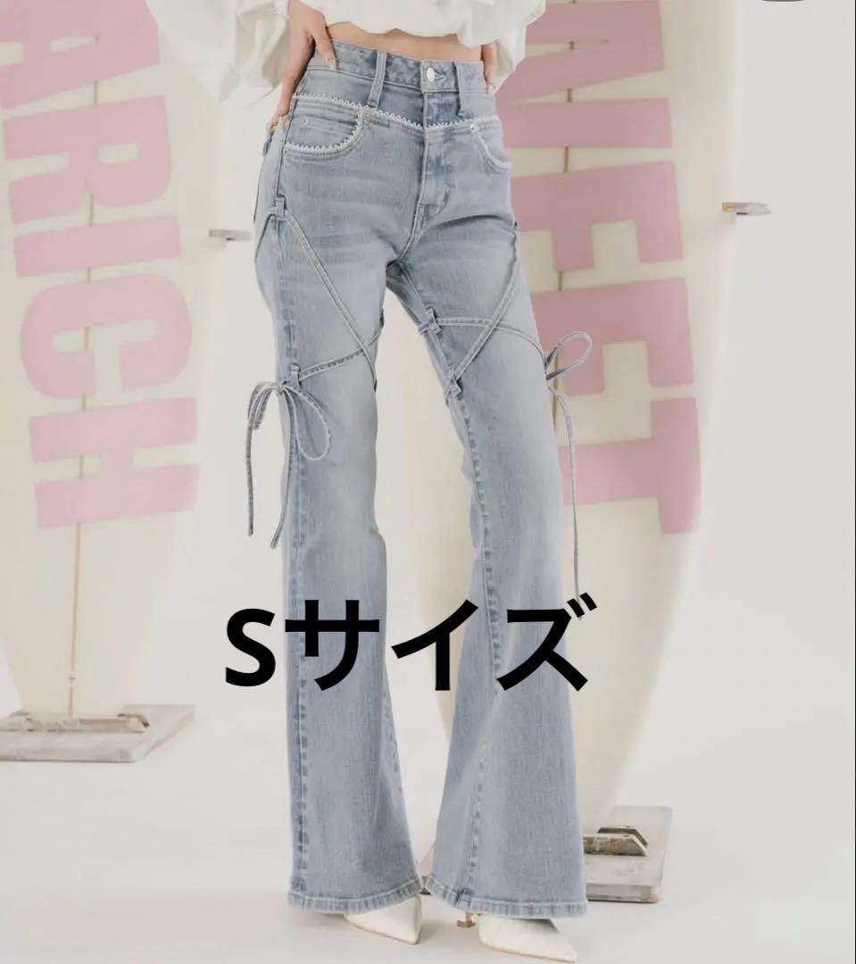 ピコレースハイウエストフレアデニム Sサイズ
