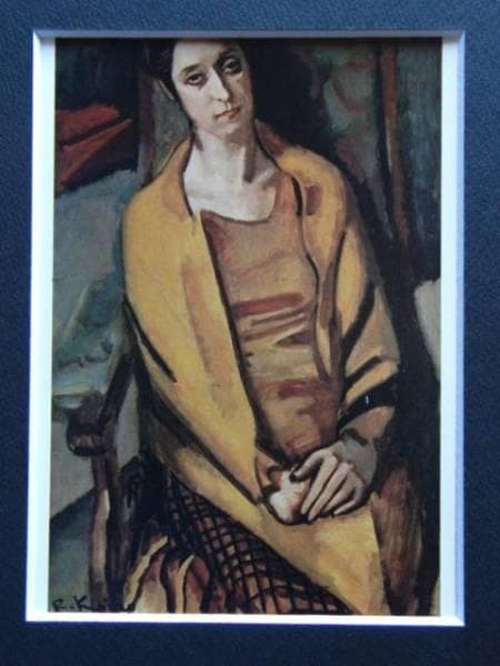 小磯　良平、肩掛の女、希少な画集より、新品高級額装付、状態良好