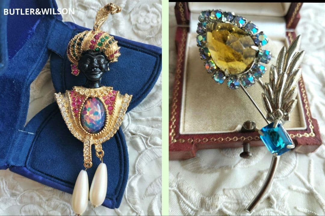 アンバーカラー雫型フラワー 虹色 ネオンブルー ビジュー ブローチと他1点 色を感じる12色の虹色ブローチ Juniper | ブローチ - Pinkoi