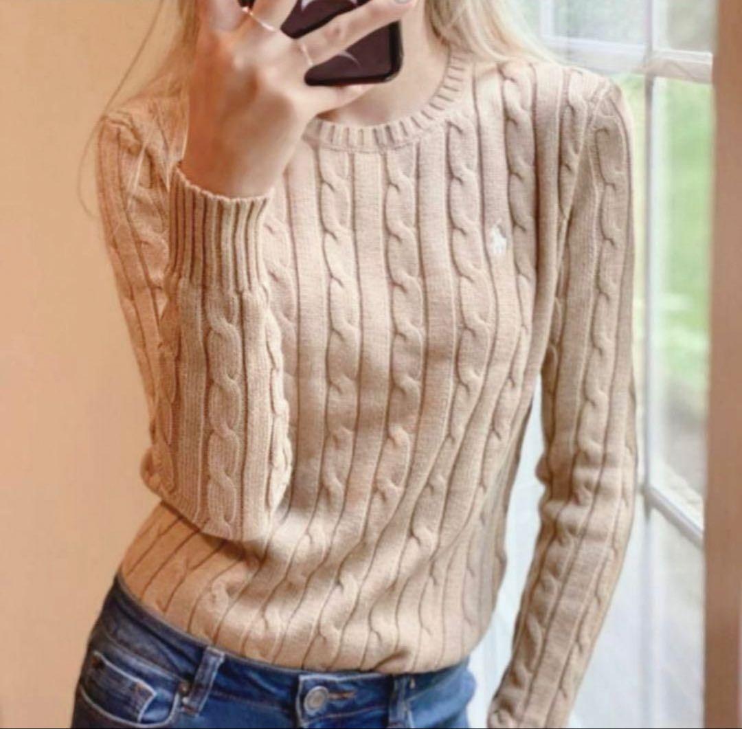 ラルフローレンピマコットン100%ケーブルニット