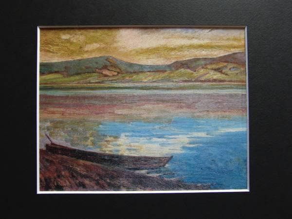 藤島武二、【山中湖畔の朝】、希少な大判額装用画集より、美品、日本人画家