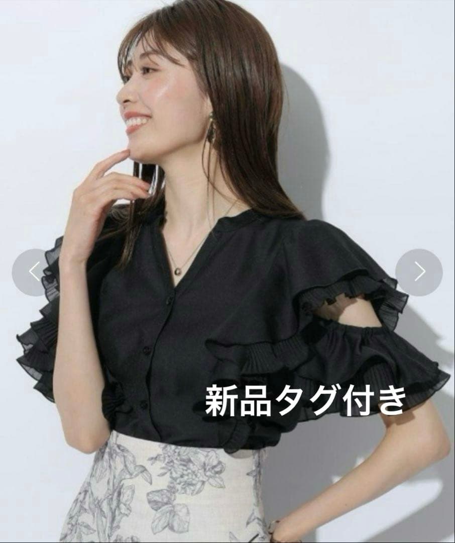 34【新品タグ付】Apuweiser-riche2WAYプリーツラッフルブラウス