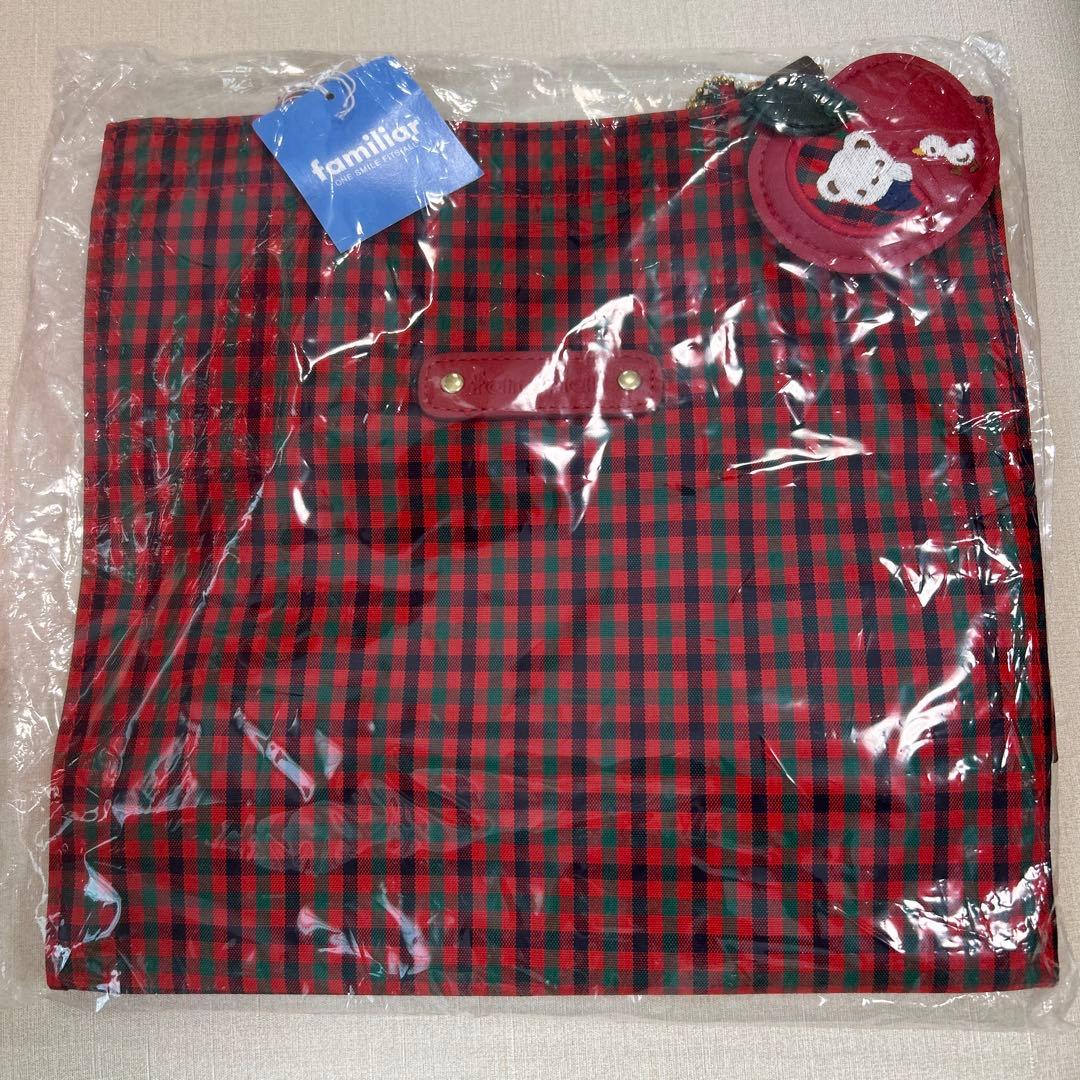 familiar チェック柄トートバッグ 23×23×10cm