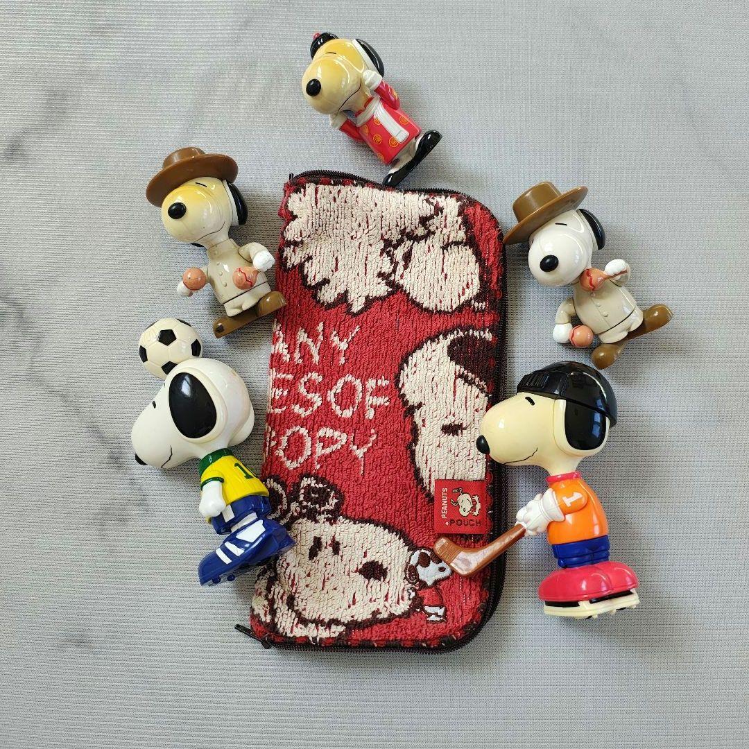希少・ヴィンテージ】スヌーピー フィギュア5体＆タオルポーチ セット