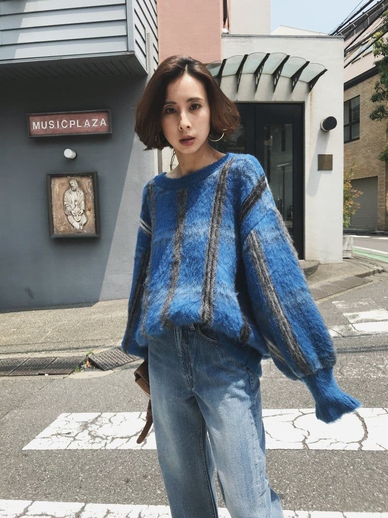 MOHAIR STRANGE CHECK KNIT アメリヴィンテージ - メルカリ