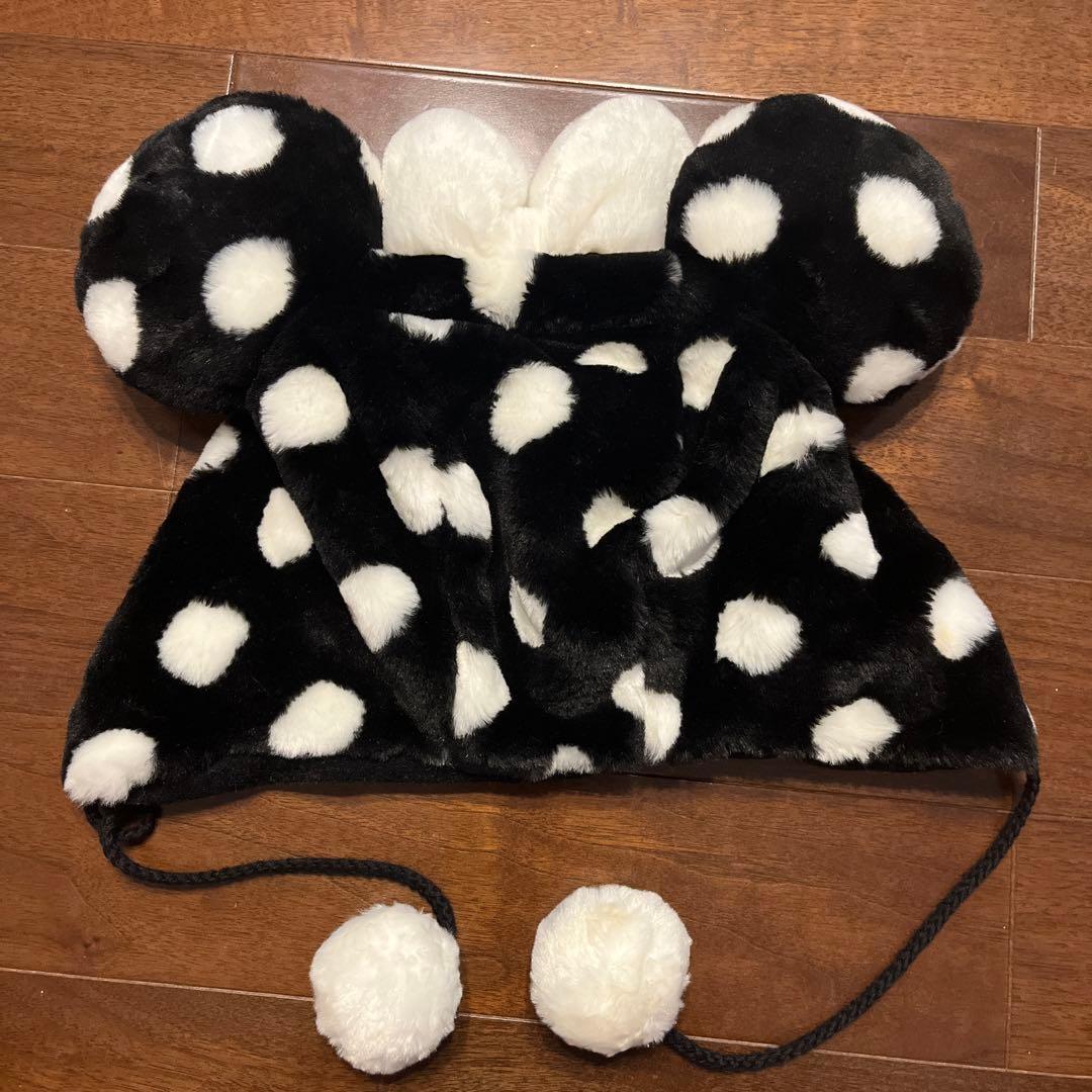 ミニーファンキャップ 黒水玉 白リボン - メルカリ