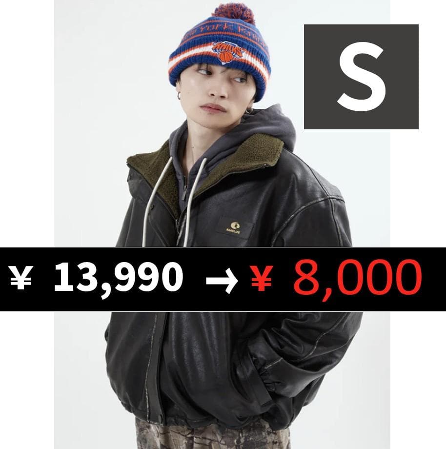 SALE】L2084リバーシブルPUレザージャケットS（black）地底人