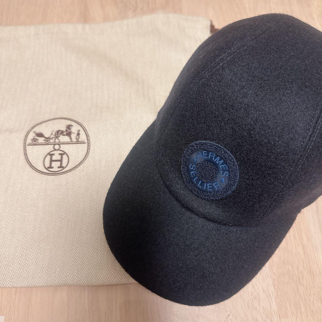 エルメス☆デイビスウールキャップ☆59ネイビー