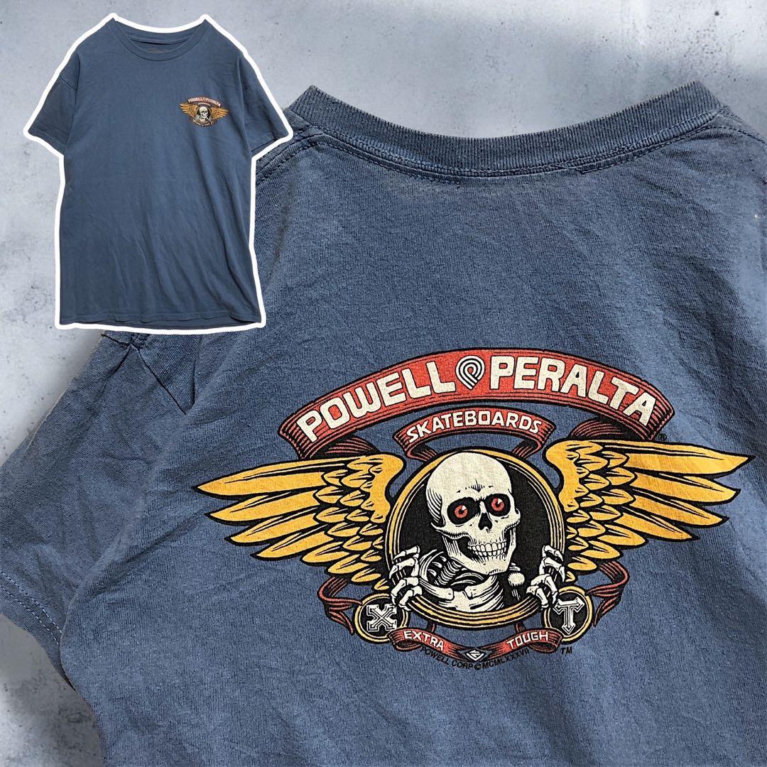 BGSQ スカル Tシャツ 古着 青 パウエルペラルタボーンズ 骨 BONES