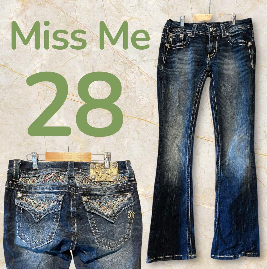 Miss Me ブーツカットデニム 28 L 刺繍＆ビジュー装飾 - メルカリ