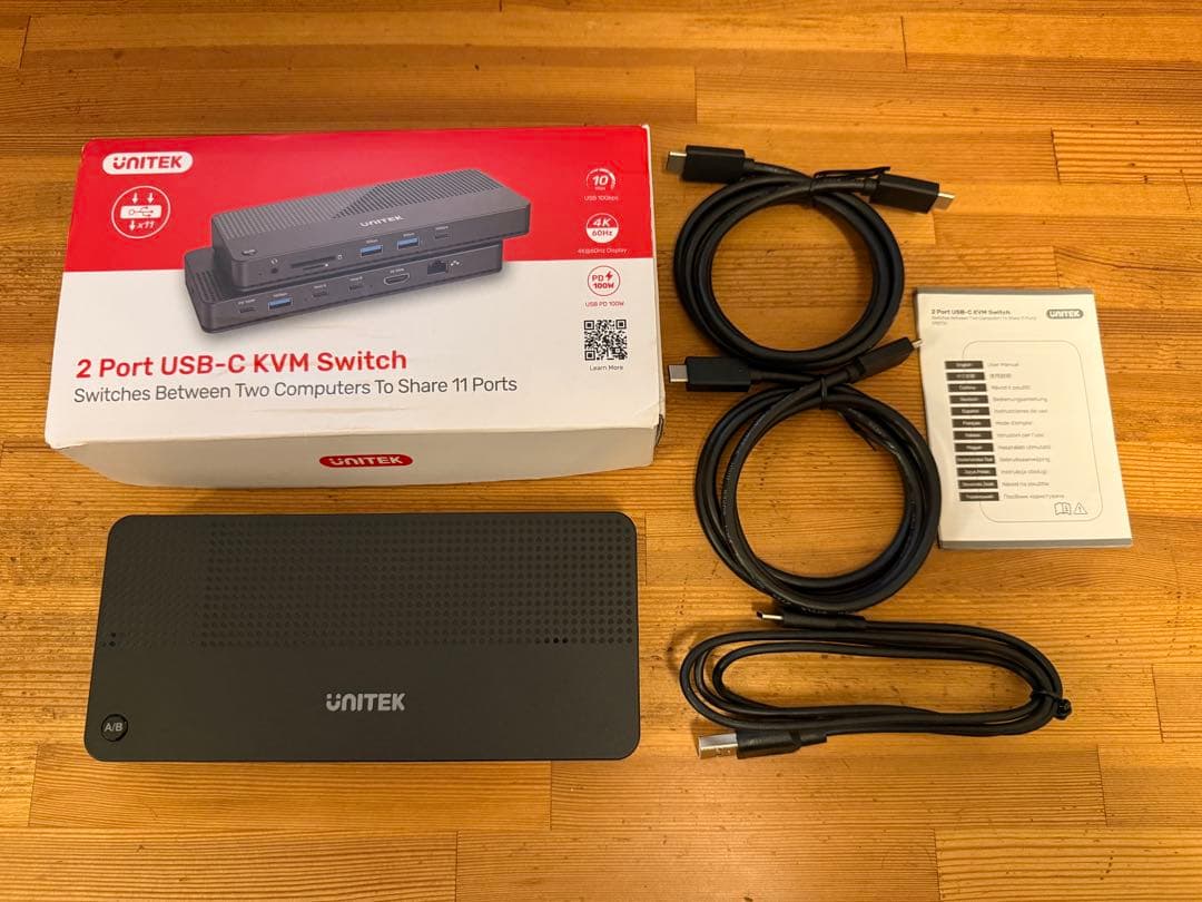 UNITEK D1077A USB-C KVM切替 4K対応 PD100W