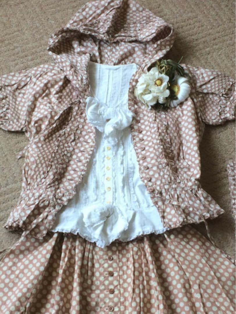 美品✨ピンクハウス 半袖ブラウス&スカート　ピンク　水玉　綿　送料無料