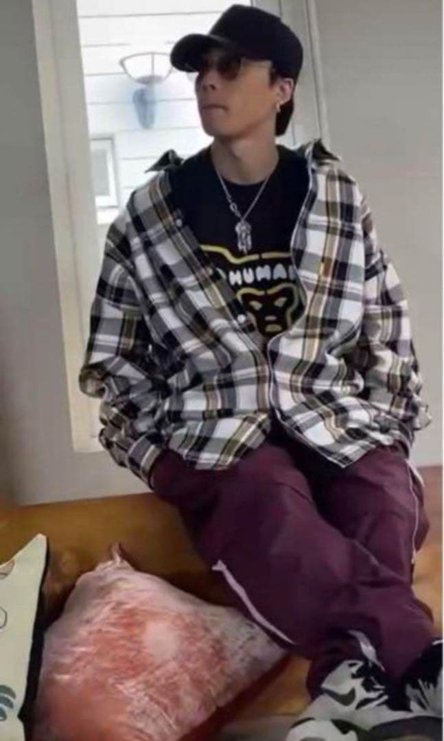 コムドットゆうた着用 keboz オーバーサイズチェックシャツ - メルカリ