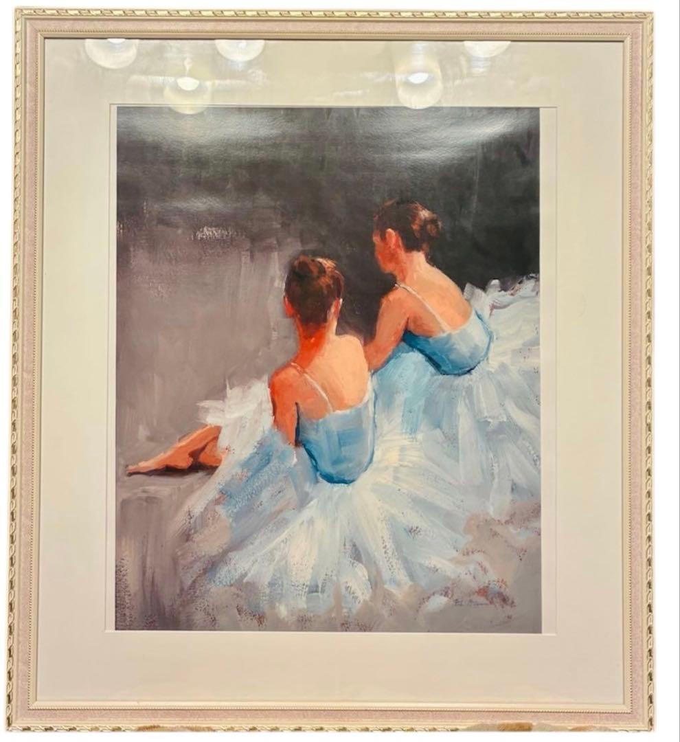 【美品】Dancers at Rest バレリーナ 絵画 青